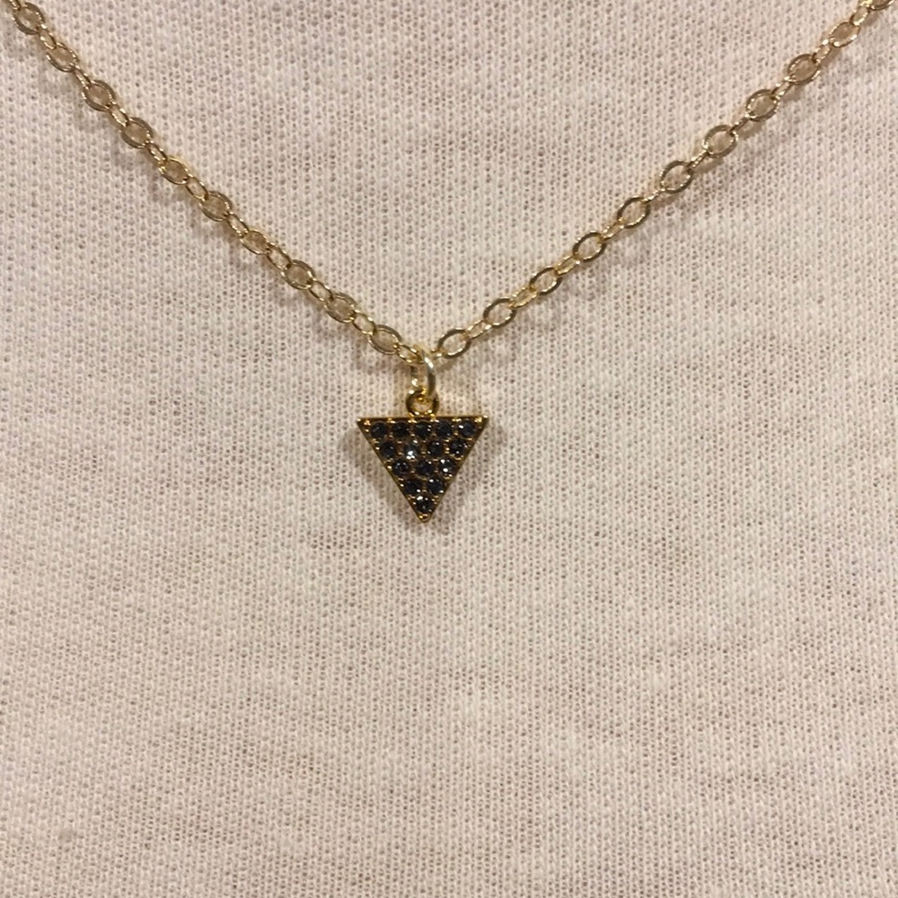 Mini Pave Triangle Necklace/ Black Diamond